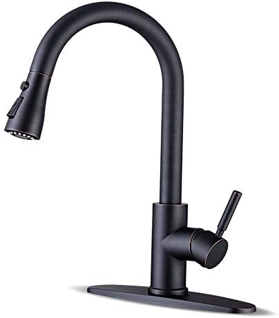 WEWE Single Handle High Arc Brushed Nickel Pull Out Kitchen Faucet,Single Level Stainless Steel Kitchen Sink Faucets with Pull Down Sprayer,Suitable for Laundry Rv Bar|B01H3OMH7Y