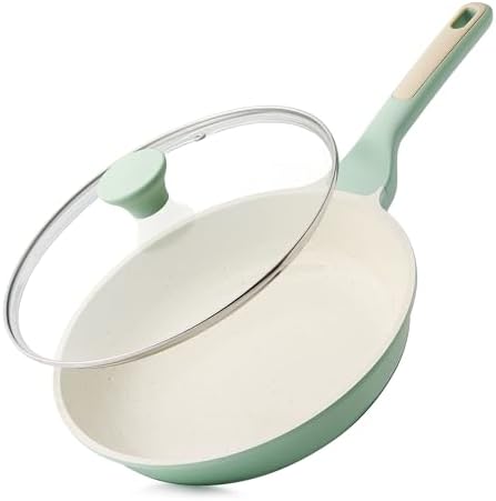 SENSARTE 8Inch Nonstick Ceramic Frying Pan with Lid, PFAS/PTFE/PFOA Free | Ceramic Omelette Pan Skillet, Healthy Non-toxic Chef's Pan, Induction Compatible Pan, Heat Resistant Handle|B0CXDPGNP9
