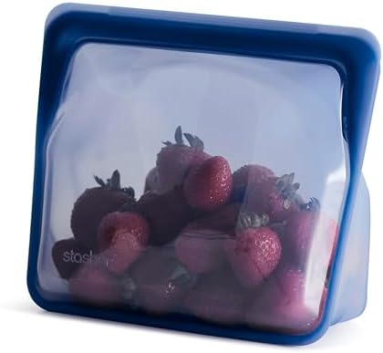 Stasher Premium Reusable Silicone Bag, Stand-Up Mega, Clear, 104 oz | Food-Safe Silicone, Reusable Freezer Bags, Microwave, Dishwasher, Pantry, Meal Prep, Food Storage Bag, Eco-Friendly|B08M3RBD2Y