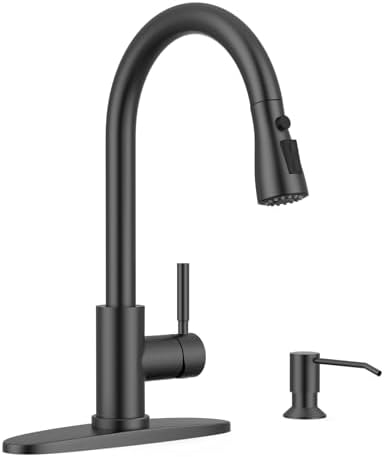WEWE Single Handle High Arc Brushed Nickel Pull Out Kitchen Faucet,Single Level Stainless Steel Kitchen Sink Faucets with Pull Down Sprayer,Suitable for Laundry Rv Bar|B01H3OMH7Y