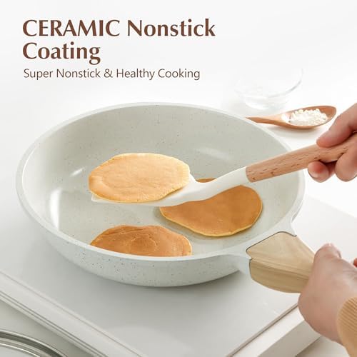 SENSARTE 8Inch Nonstick Ceramic Frying Pan with Lid, PFAS/PTFE/PFOA Free | Ceramic Omelette Pan Skillet, Healthy Non-toxic Chef's Pan, Induction Compatible Pan, Heat Resistant Handle|B0CXDPGNP9