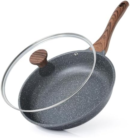 SENSARTE 8Inch Nonstick Ceramic Frying Pan with Lid, PFAS/PTFE/PFOA Free | Ceramic Omelette Pan Skillet, Healthy Non-toxic Chef's Pan, Induction Compatible Pan, Heat Resistant Handle|B0CXDPGNP9