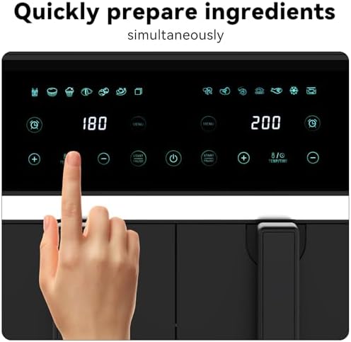 4QT+4QT Dual Basket Air Fryer - Digital Touchscreen, Smart Sync Finish,Auto Shutoff, 2 Independent Nonstick Dishwasher-Safe Frying Baskets - 8 Quart Digital Double Air Fryer|B0GYNSKCBW