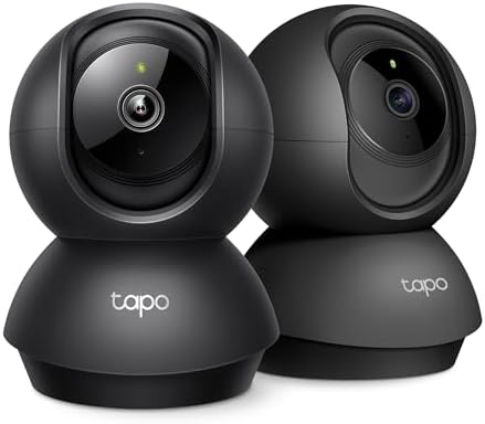Tapo 2K Pan/Tilt Security Camera for Baby Monitor, Dog Camera w/Motion Detection, 2-Way Audio Siren, Night Vision, Cloud&SD Card Storage, Works w/Alexa & Google Assistant, 2-Pack (Tapo C210P2)|B09Y8C185M