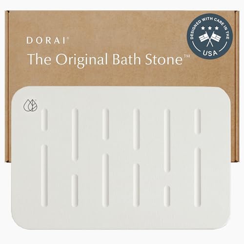 Dorai Home Stone Bath Mat - Premium Diatomaceous Earth Bath Floor Mats with Non-Slip Base, Fast-Drying Modern Shower Mat for Bathroom | Rain Ash - 23.6"x15.4"|B0GHY48T7V
