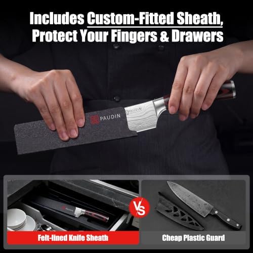 PAUDIN Chef Knife, 8 Inch High Carbon Stainless Steel Sharp Kitchen Knife with Ergonomic Handle, Gift Box for Family & Restaurant|B07BK4YVB3