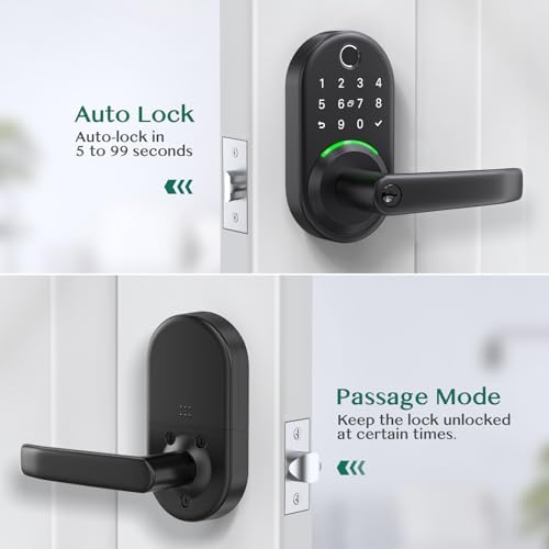Smart Door Handle Lock with Keypad: Yamiry Fingerprint Smart Knob - Keyless Entry Digital Lock for Front Door - Deadbolt with APP - Generate Passcode Remotely - DIY Installation|B0C66NCTXX