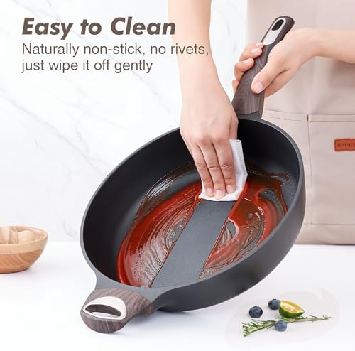 SENSARTE Nonstick Frying Pan Skillet with Lid, 12 Inch Large Deep Frying Pan, 5 Qt Non Stick Saute Pan with Cover, Induction Pan, Healthy Non Toxic Cooking Pan with Helper Handle, PFOA PFOS Free|B09HWYBCXQ