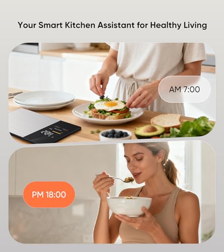 KUAIVO Smart Nutrition Food Scale with LED Display, Tracks Calories, Fat, Carbs & Protein via App, 1g Precision Digital Kitchen Scale for Healthy Eating & Meal Prep|B0FKBC9BRG