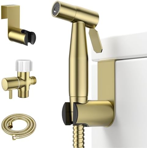 Arofa Handheld Bidet Sprayer, Bidet Attachment for Toilet, Brushed Nickel | Adjustabel Water Flow, Leak-Free Hose, 7/8" T-valve, Fits Two-Piece Toilet, Feminine/Baby Wash, Easy Install, Stainless Steel|B086W1YZSH
