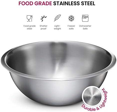FineDine Stainless Steel Mixing Bowls Set, Dishwasher Safe, 6 Piece Metal Mixing Bowls For Kitchen, Nesting, Large, Small, Big Food Prep, Cooking, Baking|B01HTYH8YA