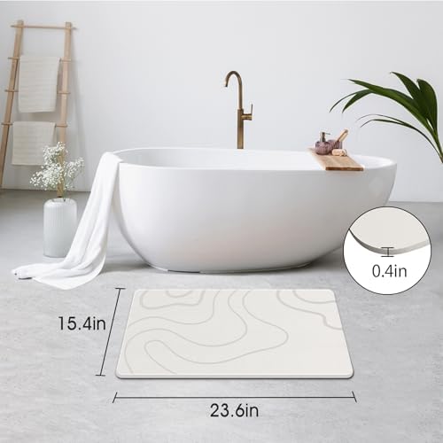 ZIKIBL Stone Bath Mat Diatomaceous Earth Shower Mat Non-Slip Super Absorbent Diatomite Stone Mats for Bathroom Floor/Ktichen Cuonter Quick-Drying Easy to Clean (24''*16''White)|B0DXKDRK27