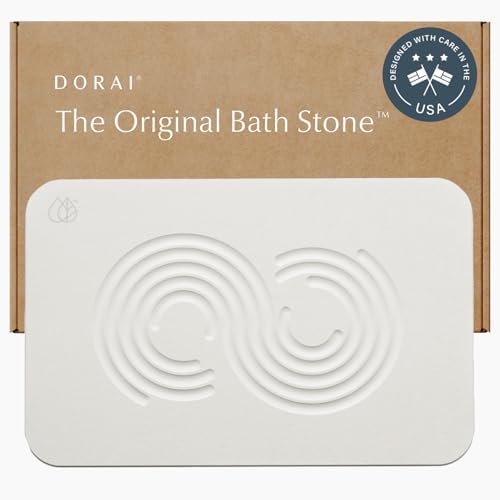 Dorai Home Stone Bath Mat - Premium Diatomaceous Earth Bath Floor Mats with Non-Slip Base, Fast-Drying Modern Shower Mat for Bathroom | Rain Ash - 23.6"x15.4"|B0GHY48T7V