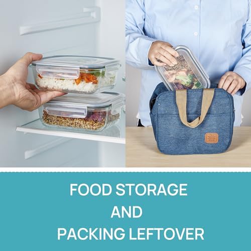 Vtopmart 5Pack 22oz Glass Storage Containers with Lids, Grey | Glass Meal Prep Food Container Sets, Snap Airtight Lid, For Microwave, Oven, Freezer and Dishwasher, BPA Free|B0D7P6XKNP