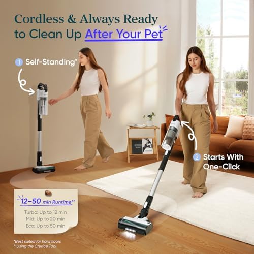 Levoit Cordless Vacuum Cleaner, Anti-Tangle for Pet Hair, Up to 50 Minutes | Powerful Suction, Lightweight, Rechargeable, Versatile for Carpets & Hard Floors, 180ยฐ Lay-Flat Design, LVAC-200|B0CB6B2JWG