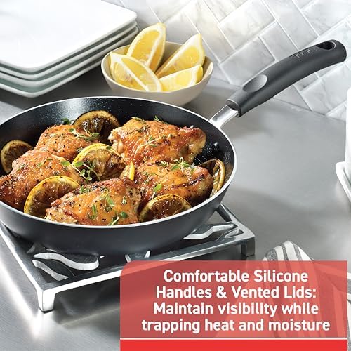 T-Fal Signature Nonstick Pots and Pans Set 12 Piece, Oven Broiler Safe 350F, Kitchen Cookware Set w/Fry Pans, Saucepans, Saute Pan, Dutch Oven, Griddle, Kitchen, Home, Dishwasher Safe, Black|B001167VIQ