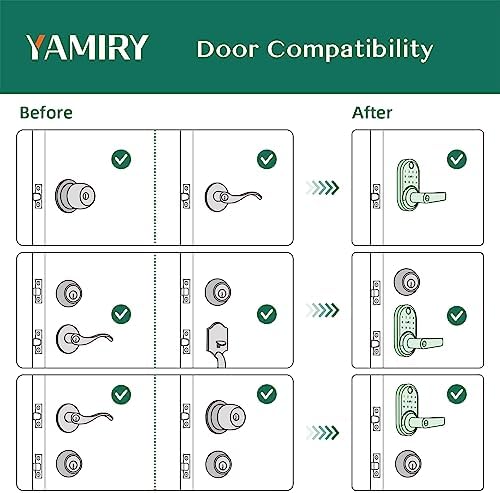 Smart Door Handle Lock with Keypad: Yamiry Fingerprint Smart Knob - Keyless Entry Digital Lock for Front Door - Deadbolt with APP - Generate Passcode Remotely - DIY Installation|B0C66NCTXX
