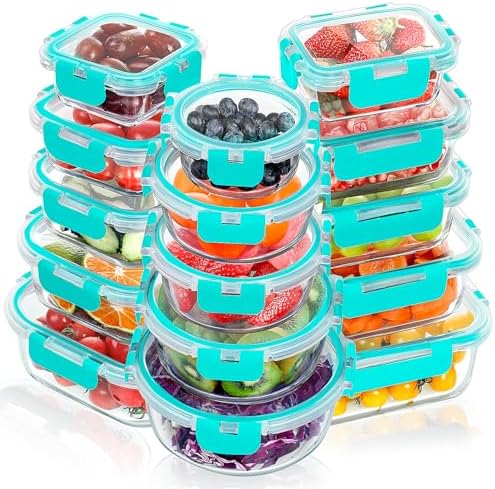 VERONES 12 Packs Glass Food Storage Containers Set, Airtight Glass Lunch Containers, Glass Meal Prep Containers with Lids,Exclusive of BPA, for Microwave, Oven, Freezer & Dishwasher Friendly,Grey|B0BZS66X6R