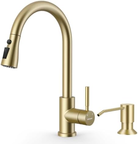 WEWE Single Handle High Arc Brushed Nickel Pull Out Kitchen Faucet,Single Level Stainless Steel Kitchen Sink Faucets with Pull Down Sprayer,Suitable for Laundry Rv Bar|B01H3OMH7Y