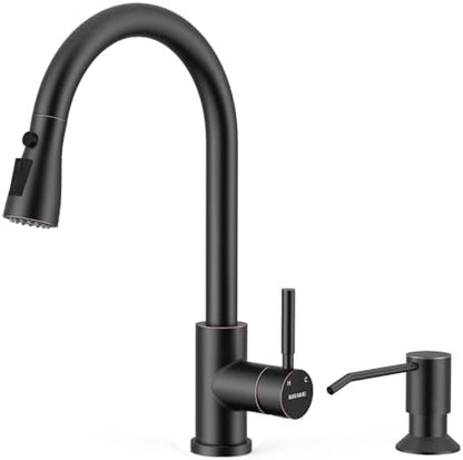 WEWE Single Handle High Arc Brushed Nickel Pull Out Kitchen Faucet,Single Level Stainless Steel Kitchen Sink Faucets with Pull Down Sprayer,Suitable for Laundry Rv Bar|B01H3OMH7Y
