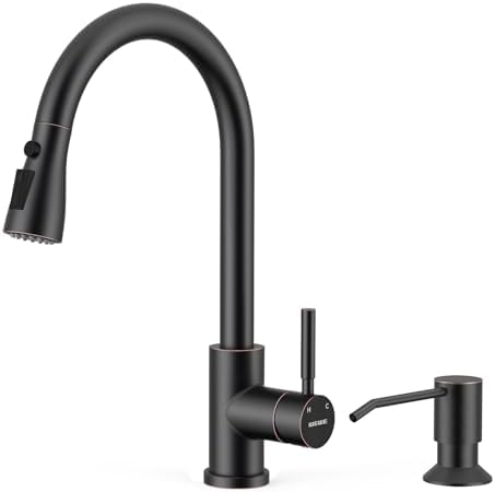 WEWE Single Handle High Arc Brushed Nickel Pull Out Kitchen Faucet,Single Level Stainless Steel Kitchen Sink Faucets with Pull Down Sprayer,Suitable for Laundry Rv Bar|B01H3OMH7Y
