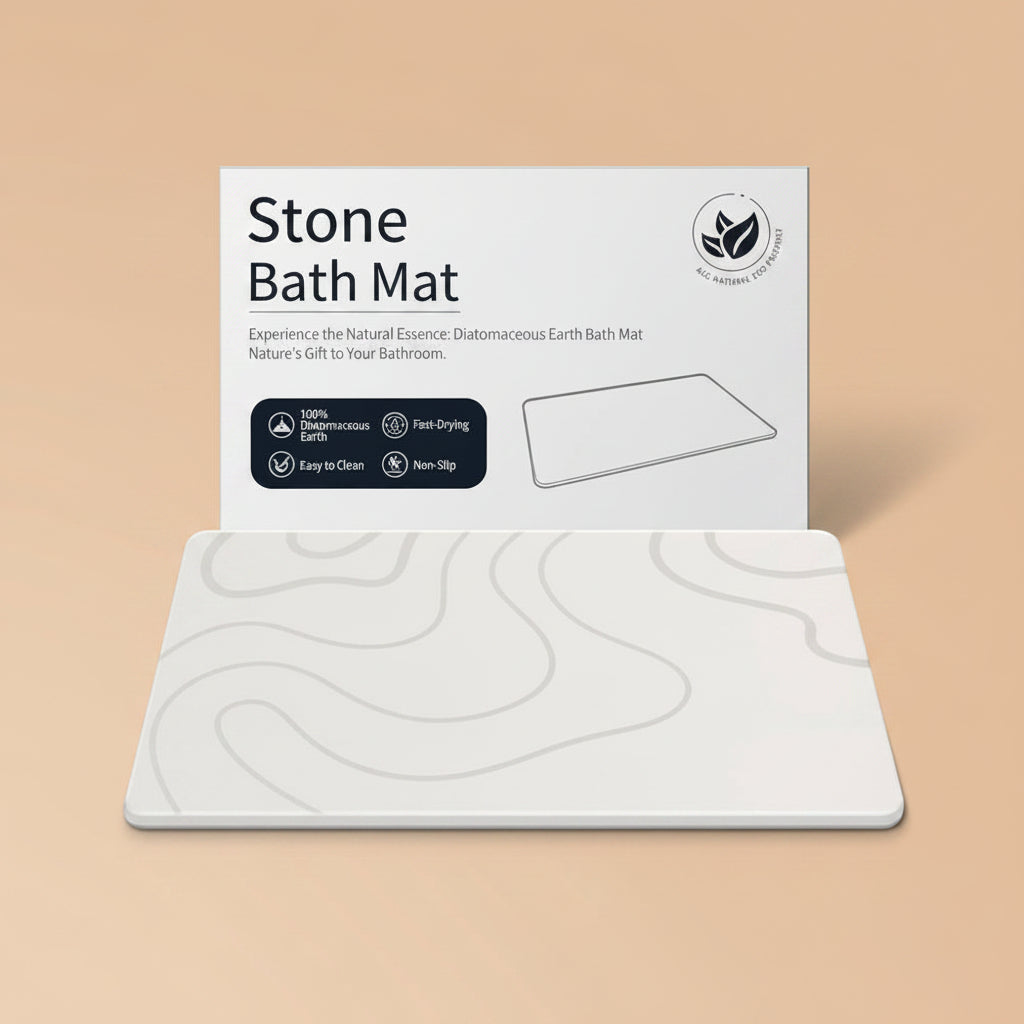 ZIKIBL Stone Bath Mat Diatomaceous Earth Shower Mat Non-Slip Super Absorbent Diatomite Stone Mats for Bathroom Floor/Ktichen Cuonter Quick-Drying Easy to Clean (24''*16''White)|B0DXKDRK27