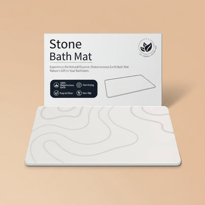 ZIKIBL Stone Bath Mat Diatomaceous Earth Shower Mat Non-Slip Super Absorbent Diatomite Stone Mats for Bathroom Floor/Ktichen Cuonter Quick-Drying Easy to Clean (24''*16''White)|B0DXKDRK27