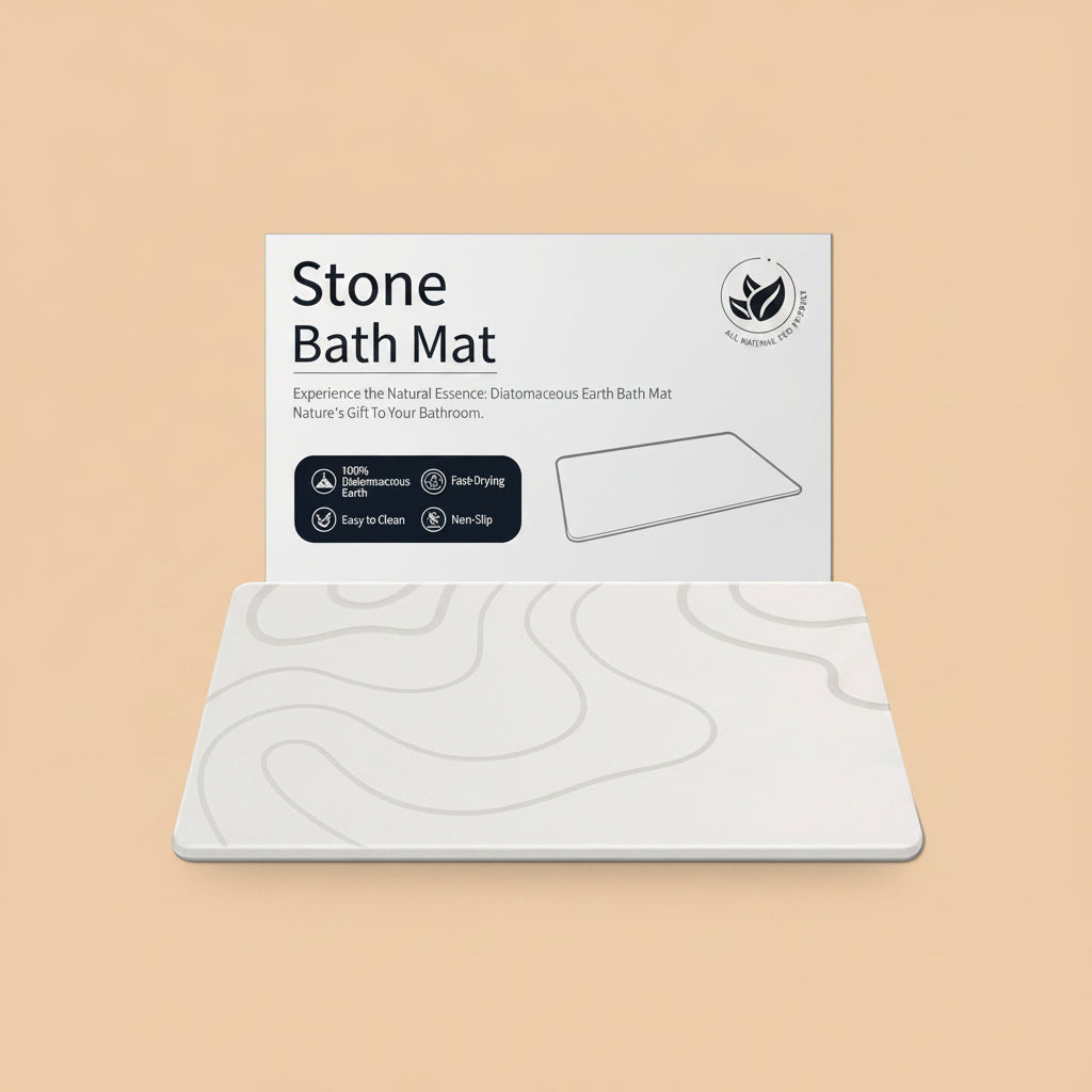 ZIKIBL Stone Bath Mat Diatomaceous Earth Shower Mat Non-Slip Super Absorbent Diatomite Stone Mats for Bathroom Floor/Ktichen Cuonter Quick-Drying Easy to Clean (24''*16''White)|B0DXKDRK27