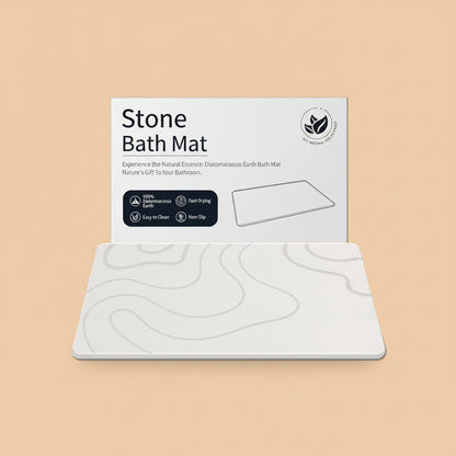ZIKIBL Stone Bath Mat Diatomaceous Earth Shower Mat Non-Slip Super Absorbent Diatomite Stone Mats for Bathroom Floor/Ktichen Cuonter Quick-Drying Easy to Clean (24''*16''White)|B0DXKDRK27