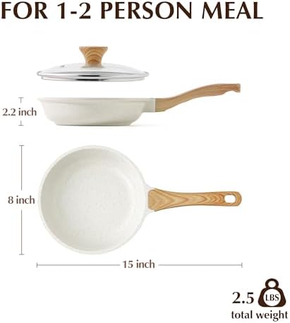SENSARTE 8Inch Nonstick Ceramic Frying Pan with Lid, PFAS/PTFE/PFOA Free | Ceramic Omelette Pan Skillet, Healthy Non-toxic Chef's Pan, Induction Compatible Pan, Heat Resistant Handle|B0CXDPGNP9