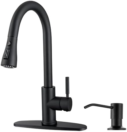 WEWE Single Handle High Arc Brushed Nickel Pull Out Kitchen Faucet,Single Level Stainless Steel Kitchen Sink Faucets with Pull Down Sprayer,Suitable for Laundry Rv Bar|B01H3OMH7Y