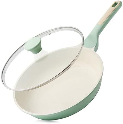 SENSARTE 8Inch Nonstick Ceramic Frying Pan with Lid, PFAS/PTFE/PFOA Free | Ceramic Omelette Pan Skillet, Healthy Non-toxic Chef's Pan, Induction Compatible Pan, Heat Resistant Handle|B0CXDPGNP9