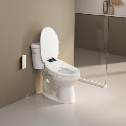 WLJBIDET Toilet Seat Bidet with Warm Water and Drying, O80KL - Elongated | Remote Control, Multiple Cleaning Modes, Adjustable Temperature, Soft Close Lid, LED Display, Nightlight|B0D5M7D9SV
