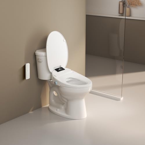 WLJBIDET Toilet Seat Bidet with Warm Water and Drying, O80KL - Elongated | Remote Control, Multiple Cleaning Modes, Adjustable Temperature, Soft Close Lid, LED Display, Nightlight|B0D5M7D9SV