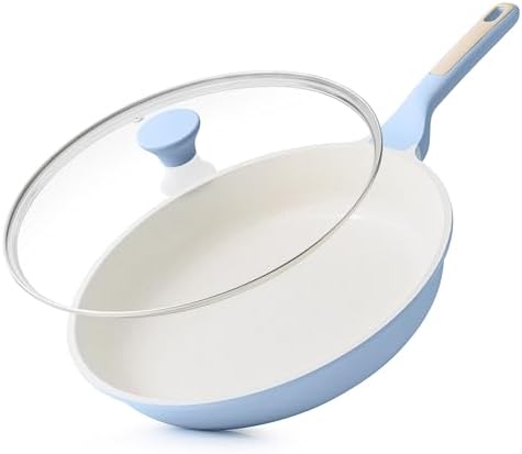 SENSARTE 8Inch Nonstick Ceramic Frying Pan with Lid, PFAS/PTFE/PFOA Free | Ceramic Omelette Pan Skillet, Healthy Non-toxic Chef's Pan, Induction Compatible Pan, Heat Resistant Handle|B0CXDPGNP9