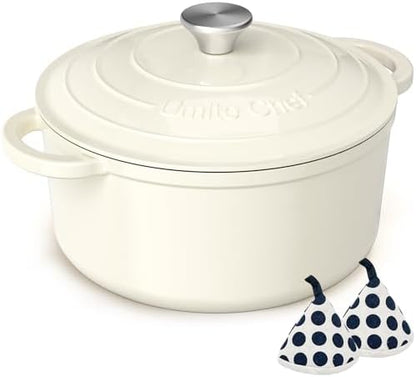 Enameled Cast Iron Dutch Oven - Umite Chef 5QT Pot with Lid & Cotton Potholders - Heavy-Duty Cookware for Bread Baking, Braising, Stews, Roasting(Red)|B0DXKCK21X