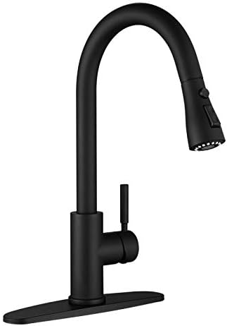 WEWE Single Handle High Arc Brushed Nickel Pull Out Kitchen Faucet,Single Level Stainless Steel Kitchen Sink Faucets with Pull Down Sprayer,Suitable for Laundry Rv Bar|B01H3OMH7Y