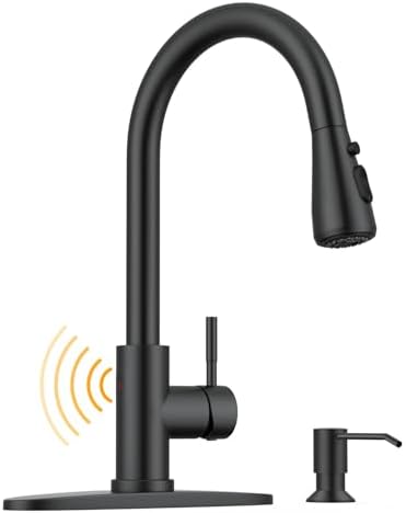 WEWE Single Handle High Arc Brushed Nickel Pull Out Kitchen Faucet,Single Level Stainless Steel Kitchen Sink Faucets with Pull Down Sprayer,Suitable for Laundry Rv Bar|B01H3OMH7Y