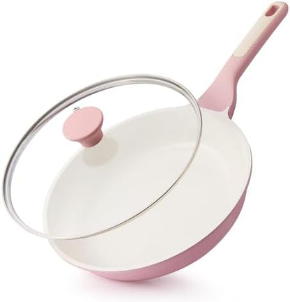 SENSARTE 8Inch Nonstick Ceramic Frying Pan with Lid, PFAS/PTFE/PFOA Free | Ceramic Omelette Pan Skillet, Healthy Non-toxic Chef's Pan, Induction Compatible Pan, Heat Resistant Handle|B0CXDPGNP9