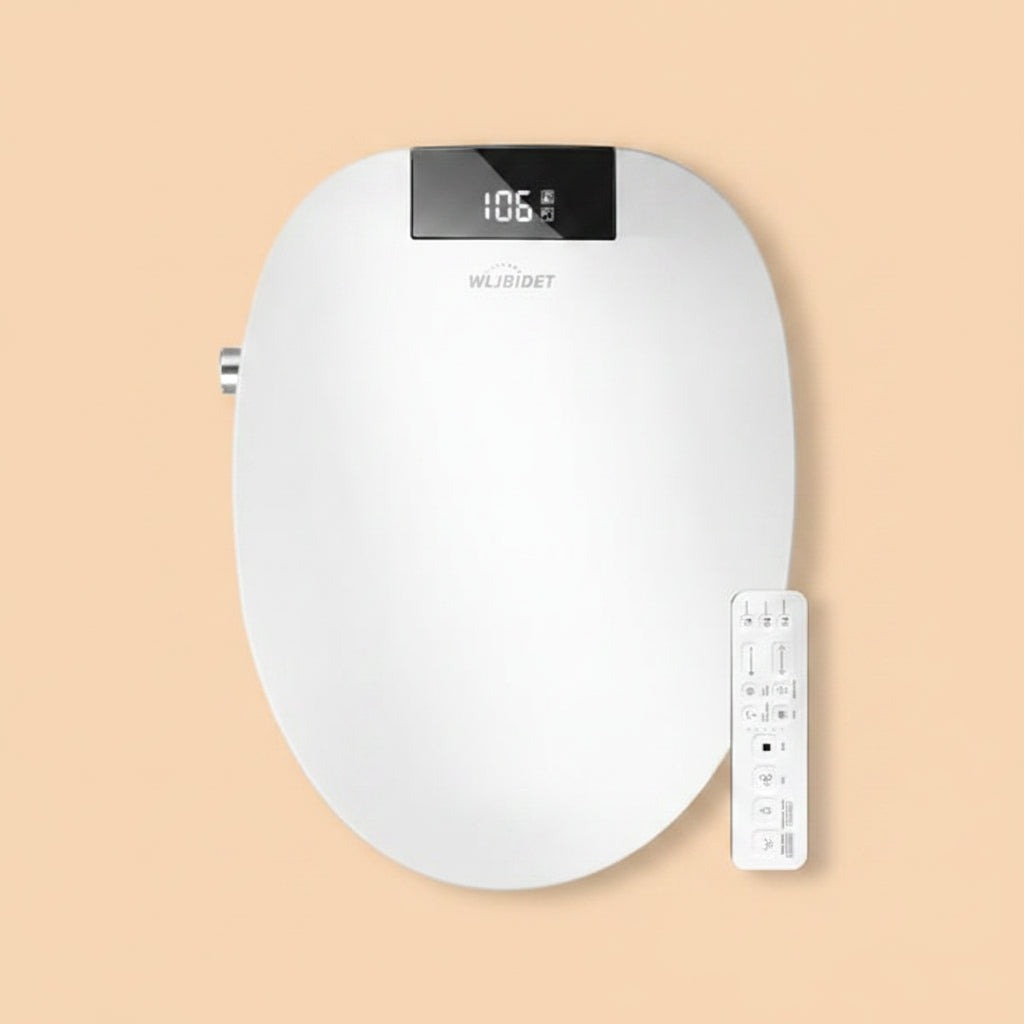 WLJBIDET Toilet Seat Bidet with Warm Water and Drying, O80KL - Elongated | Remote Control, Multiple Cleaning Modes, Adjustable Temperature, Soft Close Lid, LED Display, Nightlight|B0D5M7D9SV