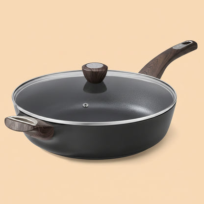 SENSARTE Nonstick Frying Pan Skillet with Lid, 12 Inch Large Deep Frying Pan, 5 Qt Non Stick Saute Pan with Cover, Induction Pan, Healthy Non Toxic Cooking Pan with Helper Handle, PFOA PFOS Free|B09HWYBCXQ