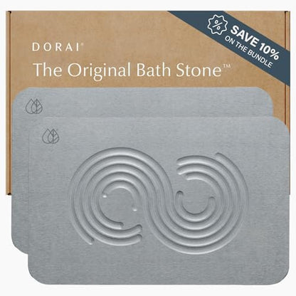 Dorai Home Stone Bath Mat - Premium Diatomaceous Earth Bath Floor Mats with Non-Slip Base, Fast-Drying Modern Shower Mat for Bathroom | Rain Ash - 23.6"x15.4"|B0GHY48T7V
