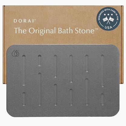 Dorai Home Stone Bath Mat - Premium Diatomaceous Earth Bath Floor Mats with Non-Slip Base, Fast-Drying Modern Shower Mat for Bathroom | Rain Ash - 23.6"x15.4"|B0GHY48T7V