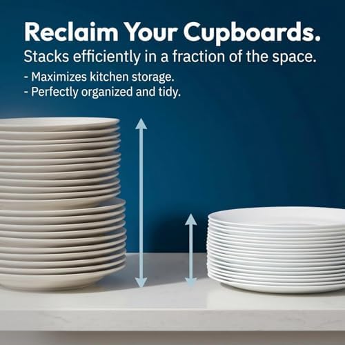 Corelle Vitrelle 18-Piece Service for 6 Dinnerware Set Triple Layer Glass and Chip Resistant, Lightweight Round Plates and Bowls Set, Winter Frost White|B00R790CLY