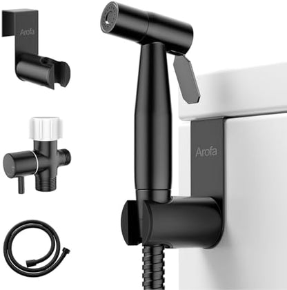 Arofa Handheld Bidet Sprayer, Bidet Attachment for Toilet, Brushed Nickel | Adjustabel Water Flow, Leak-Free Hose, 7/8" T-valve, Fits Two-Piece Toilet, Feminine/Baby Wash, Easy Install, Stainless Steel|B086W1YZSH