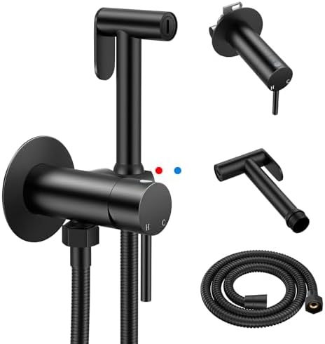 Arofa Handheld Bidet Sprayer, Bidet Attachment for Toilet, Brushed Nickel | Adjustabel Water Flow, Leak-Free Hose, 7/8" T-valve, Fits Two-Piece Toilet, Feminine/Baby Wash, Easy Install, Stainless Steel|B086W1YZSH