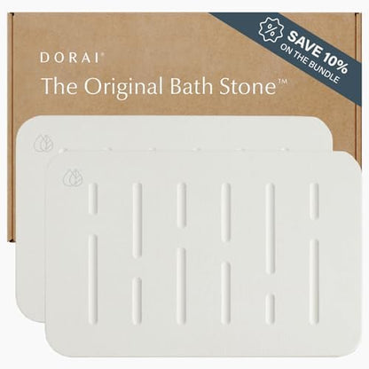 Dorai Home Stone Bath Mat - Premium Diatomaceous Earth Bath Floor Mats with Non-Slip Base, Fast-Drying Modern Shower Mat for Bathroom | Rain Ash - 23.6"x15.4"|B0GHY48T7V