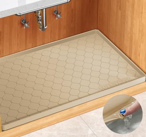 Winisok Waterproof Under Sink Mat 34" x 22", Silicone Mat, Dark Gray | Raised Edge Traps Spills & Leaks, Shelf Liner, Cabinet Protector, for Kitchen, Bathroom, Boots, Pets, Home Essentials|B0CSPKSCP2