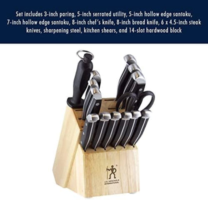Henckels Statement 15-Pc Knife Block Set, Razor-Sharp, German Engineered | Informed by 100+ Years of Mastery. Dishwasher safe, Comfortable Grip Ideal for Everyday Cooking. High Quality Stainless Steel|B00GHX5HGG