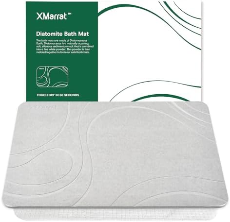 XMarrat Extra Large Stone Bath Mat, Diatomaceous Earth Mat, 31.5"x19.7" | Super Absorbent, Modern Quick Drying Diatomite Bathmats, Non-Slip Base, Easy Clean for Shower Floor & Bathroom (Dark Gray)|B0D1FYVVDD